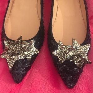 NWB J. Crew Navy Sequin Star Flats